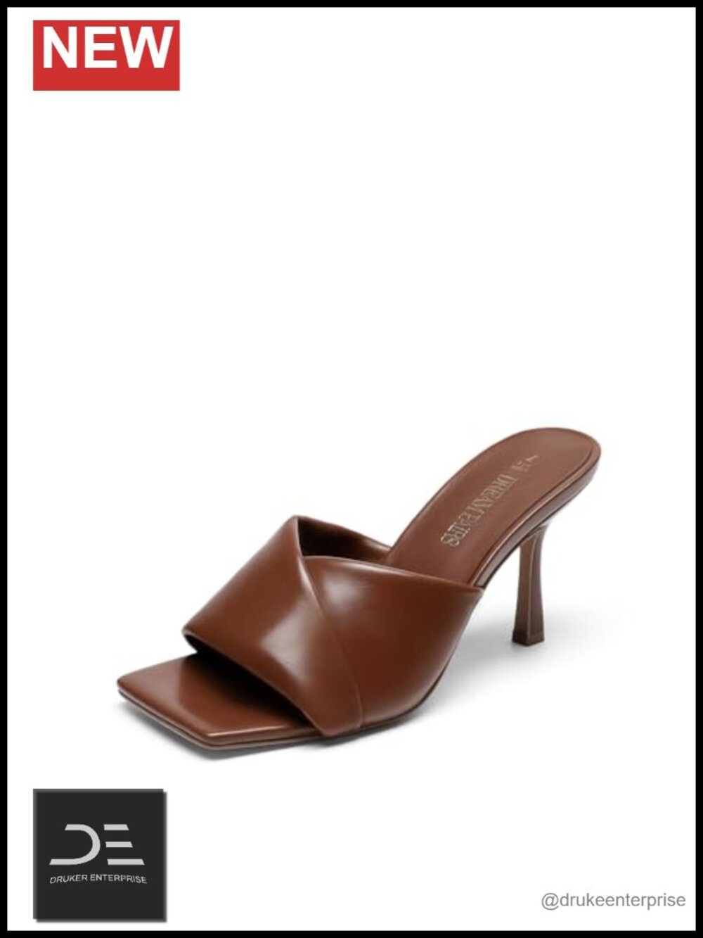 Women's Square Toe Slip On Mule Heels - Faux Leather Dress Sandals 3.3"